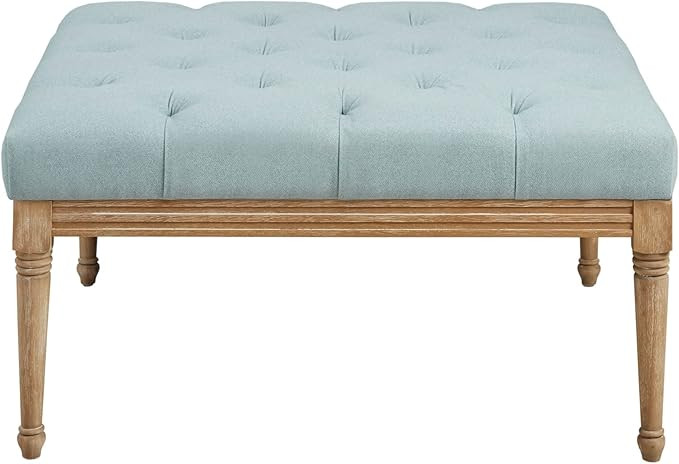 MARTHA STEWART Bonnieville Button Tufted Ottoman Seat, Turned Solid Wood Leg Foot Rest for Living... | Amazon (US)