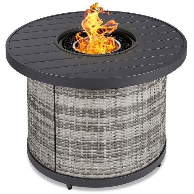 Best Choice Products 32in Round Fire Pit Table, 50,000 BTU Outdoor Wicker Patio Firepit w/ Cover,... | Target