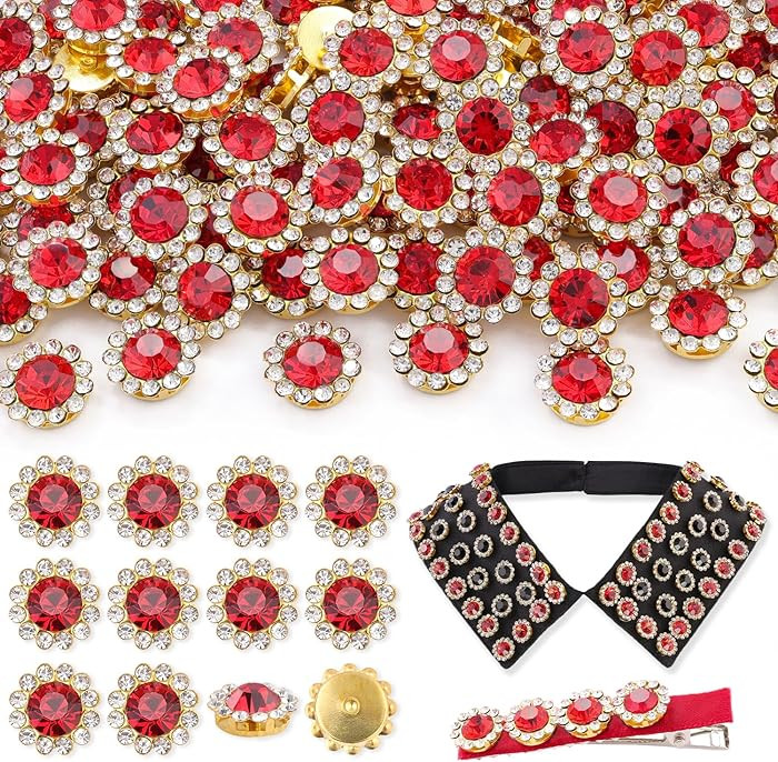 150 PCS 12 MM Sew on Rhinestones for Bedazzling,Red Crystal Glass Flatback Rhinestones for Crafti... | Amazon (US)