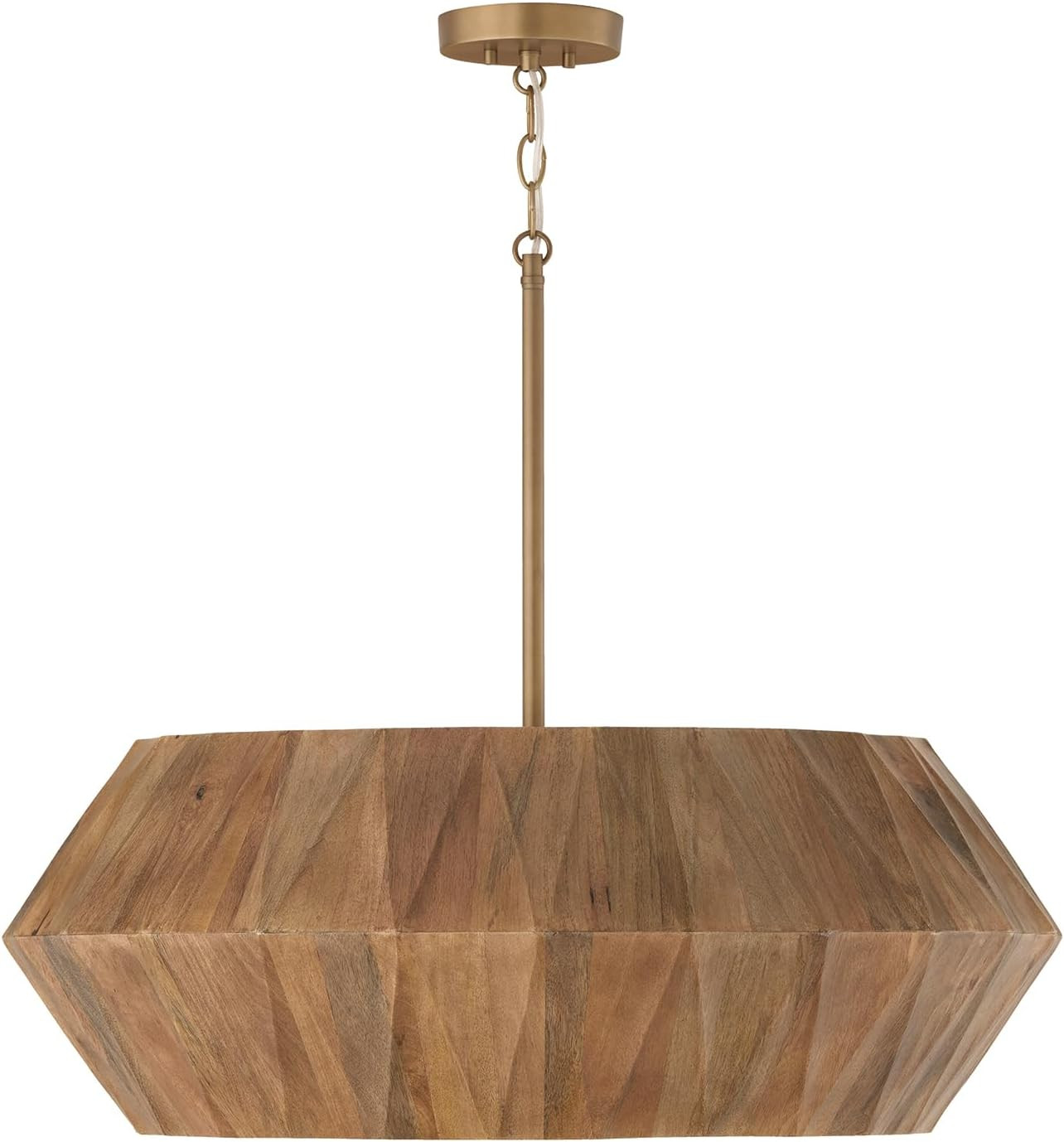 Capital Lighting 351061LW Nadeau Modern Artisan Art-Inspired Handcrafted Mango Wood Pendant Ceiling Light, 6-Light 360 Total Watts, 11" H x 29" W, Light Wood and Patinaed Brass | Amazon (US)