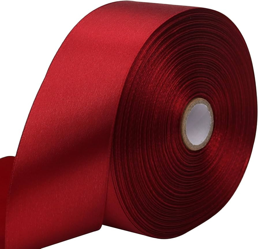 Deep red Solid Satin Ribbon 1-1/2 Inch 50 Yards Solid Polyester Fabric Ribbon for Gift Wrapping W... | Amazon (US)
