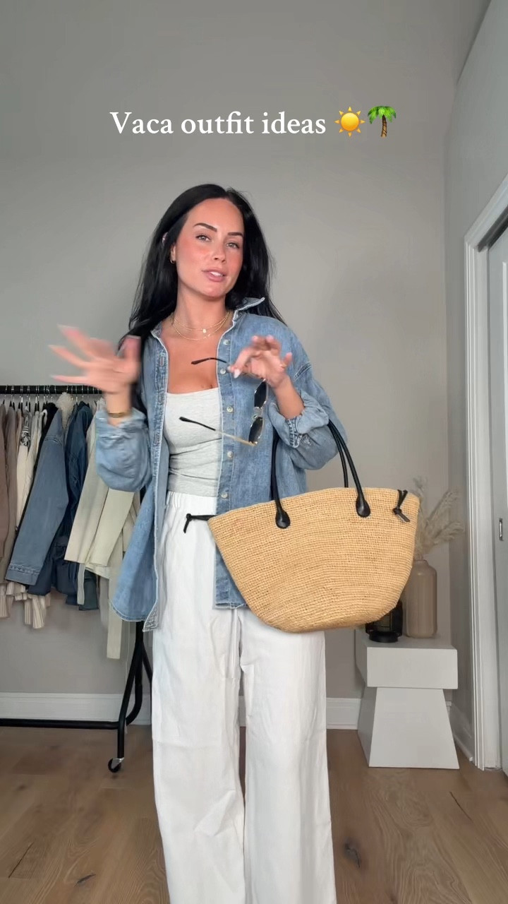 Vacation outfit inspo for your next trip ✈️ 
I will have this look on my LTK in the “outfit inspo” section! 

Styling breathable linen pants with a tank + cardigan for a relaxed but polished fit.
Also showed another option with a denim button-up instead of the cardigan to switch up the vibe. Add sandals, a summer bag, and sunnies and you’re good to go 🤍

My sizing 5’7, 145lbs, 32dd
I’m wearing size smalls 



#LTKgrwm #LTKootd #LTKTravel