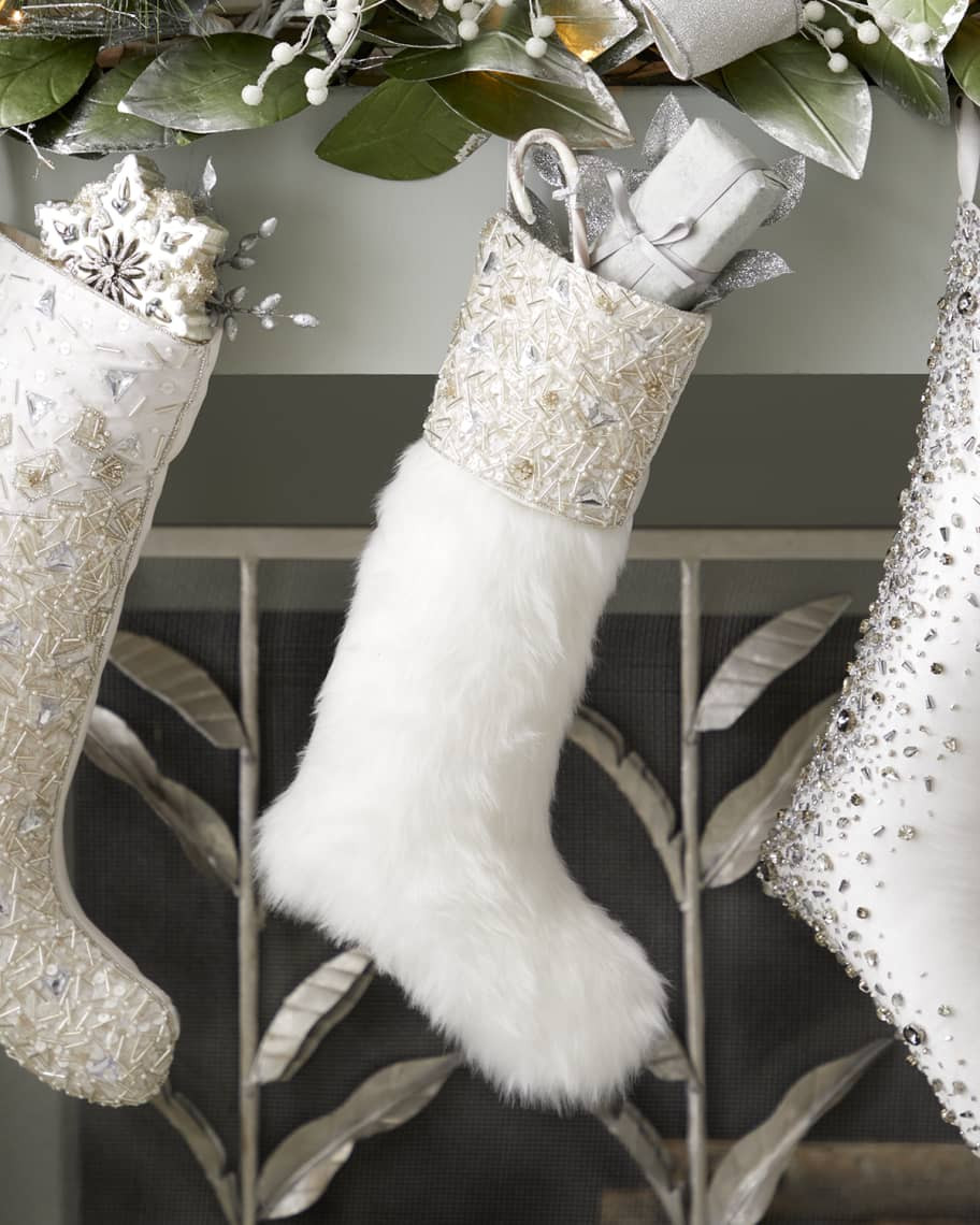 Kim Seybert Frost Faux-Fur Christmas Stocking | Neiman Marcus