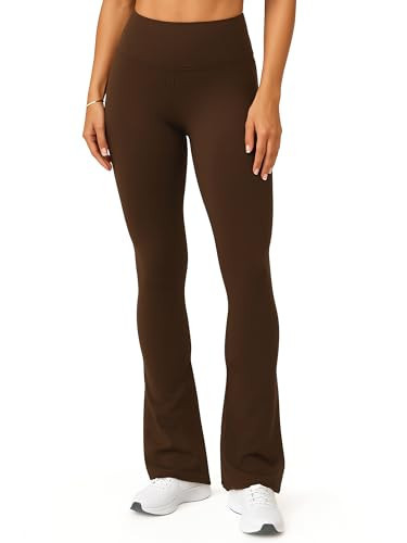 Conceited Plus Size Flare Leggings for Women - Yoga Pants - Tummy Control - High Waist - Workout - Gym - Brown - 3X-Large | Amazon (US)