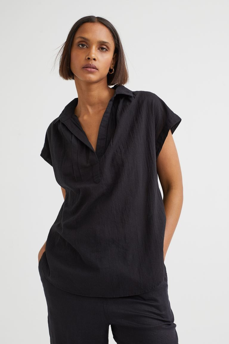 V-neck Cotton Blouse | H&M (US + CA)