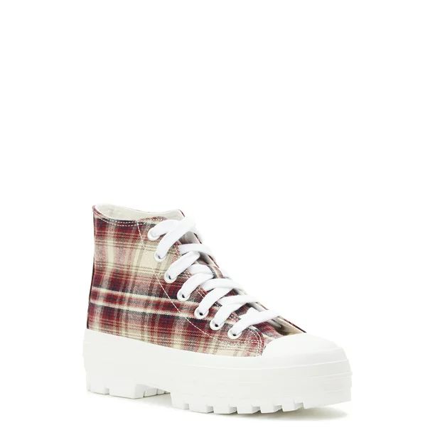 No Boundaries Women's High Top Canvas Lug Sneakers, Wide Width Available | Walmart (US)