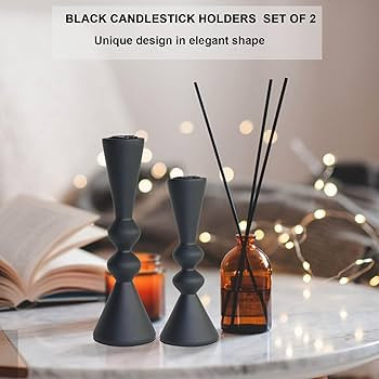 2 Candle Holder Black Candlestick Holders-Taper Candle Holders for Candlesticks Set of 2,Double M... | Amazon (US)