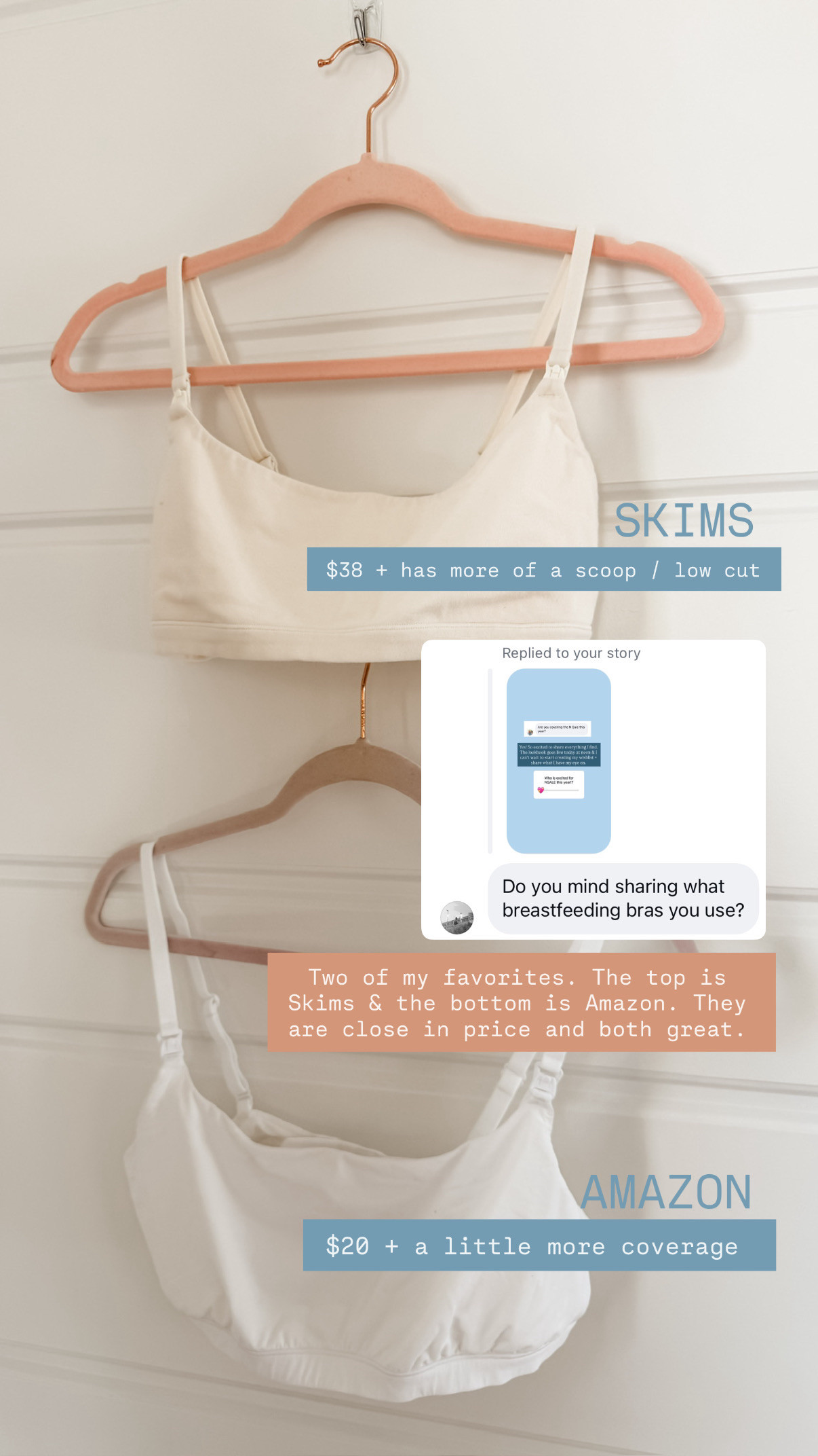 Two maternity bras that I used! I have the Skims one, but I also tried this similar version on Amazon - it's a little bit cheaper than the Skims! Both are great though!

Loverly Grey, maternity bras, skims bra, amazon, post partum 

 #LTKBaby
