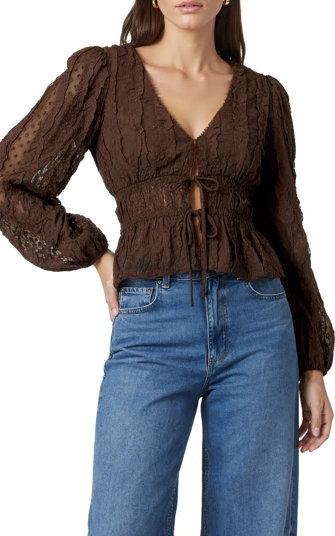 Ruched V-Neck Tie Front Top | Nordstrom