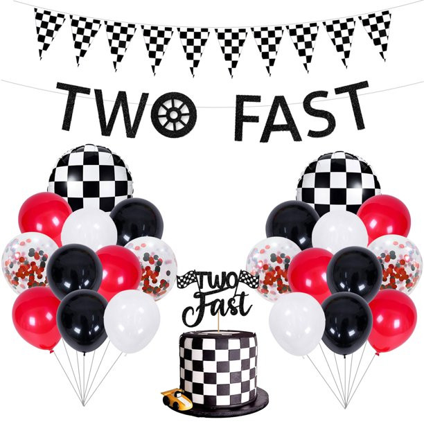 Two Fast 2nd Birthday Party Supplies, Racing Car Theme Party Decorations for Boy Race Fans Includ... | Walmart (US)