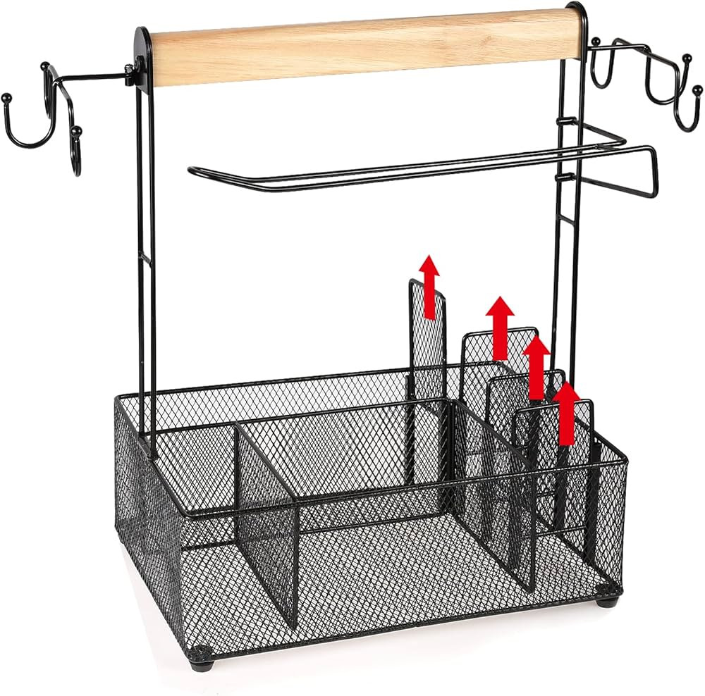 Grill BBQ Caddy - Divider Removable Utensil Condiment Organizer with Paper Towel Holder, Outdoor ... | Amazon (US)