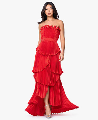 Betsy & Adam Women's Strapless High-Low Ball Gown - Macy's | Macy's