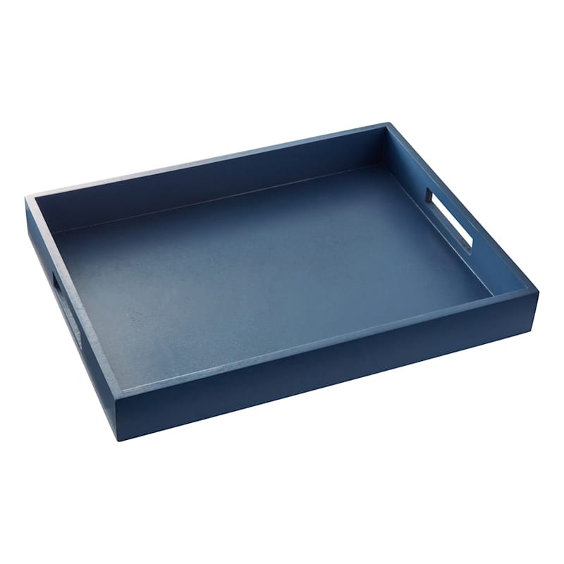 Navy Blue Wooden Decorative Tray, 16x12 | At Home