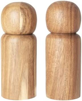 MONDAY MOOSE Manual Refillable Solid Acacia Wood Salt Shaker and Pepper Grinder Spice Mill Set Ce... | Amazon (US)