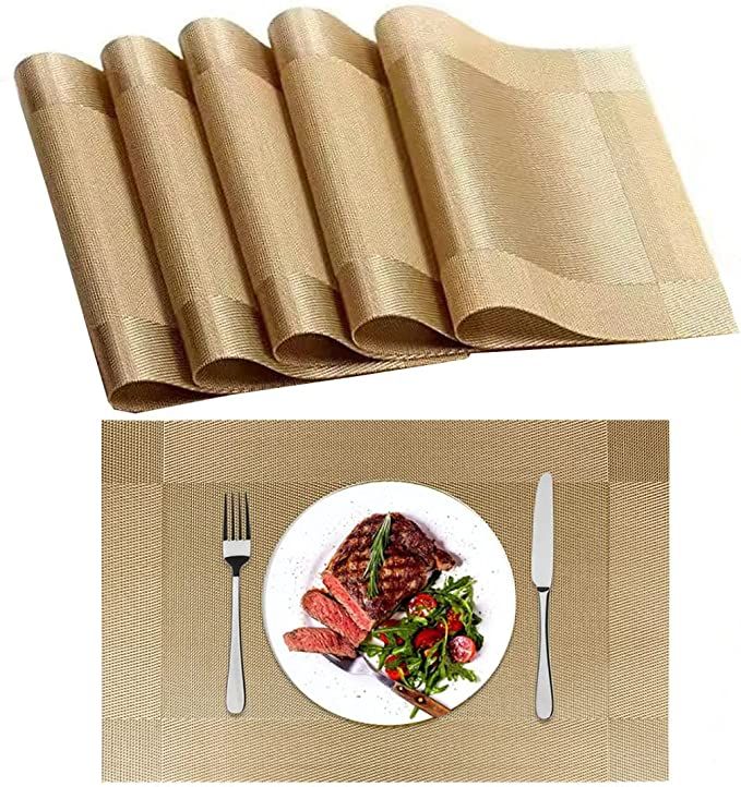 Placemats Set of 6, Placemats Place Mats for Kitchen Dining Table, Heat-Resistant Anti-Skid Stain... | Amazon (US)