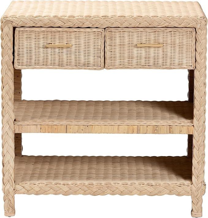 bali & pari Lanica Braided Natural Rattan Console Table, Pale brown | Amazon (US)