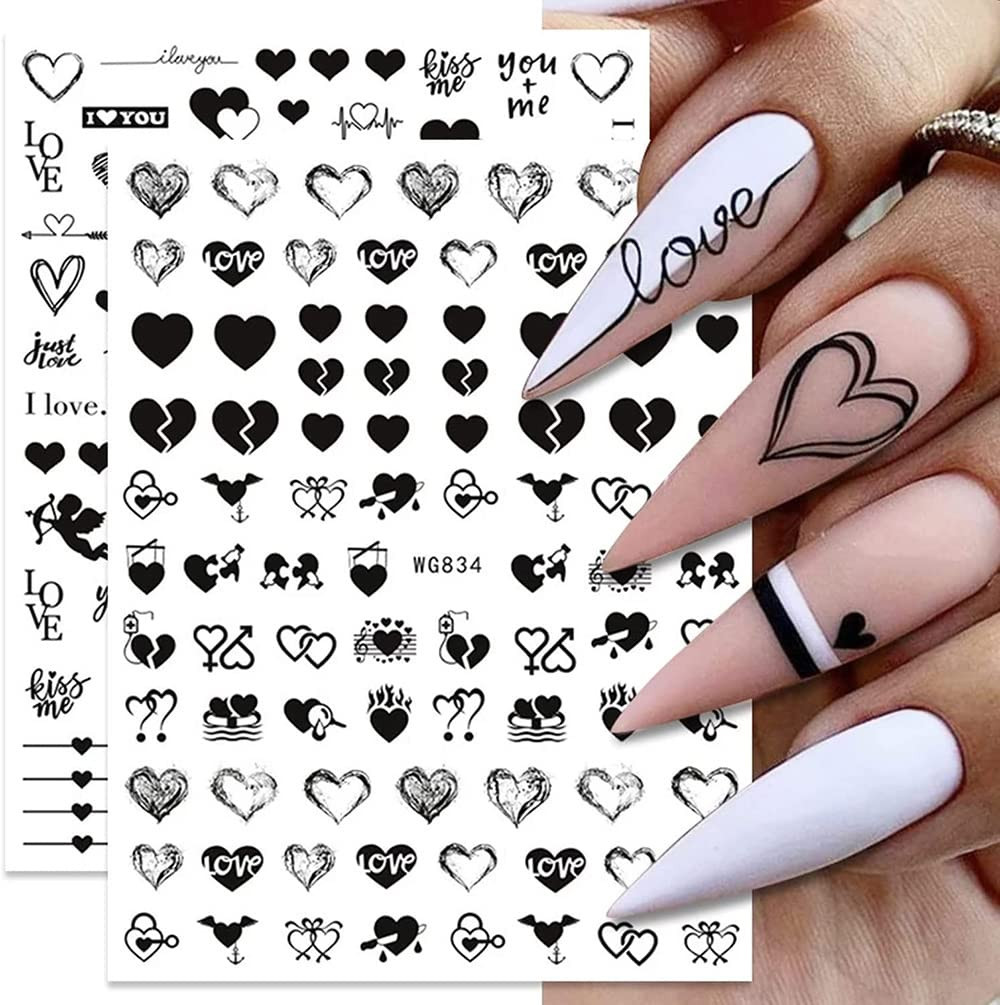 Heart Nail Art Stickers - Valentines Day Nail Decals 3D Self-Adhesive Valentine's Day Nail Art Su... | Amazon (US)