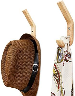 YOYAI 2 PCS Wood Coat Hook Wall Mounted Vintage Single Hook Hat Rack Towel Hanger Wood Wall Hooks... | Amazon (US)