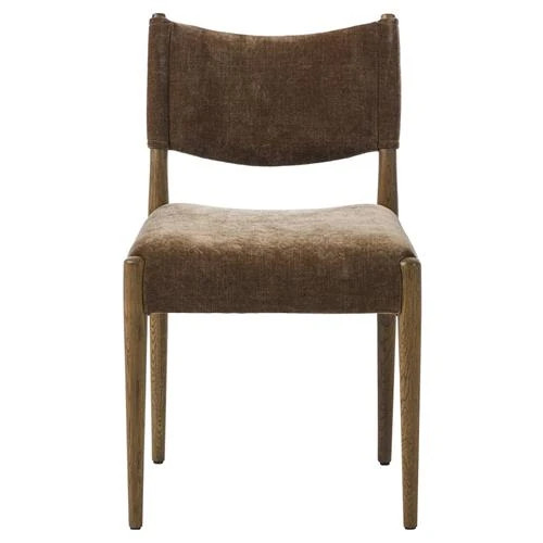 Odelia Modern Classic Brown Velvet Oak Wood Dining Chair | Kathy Kuo Home