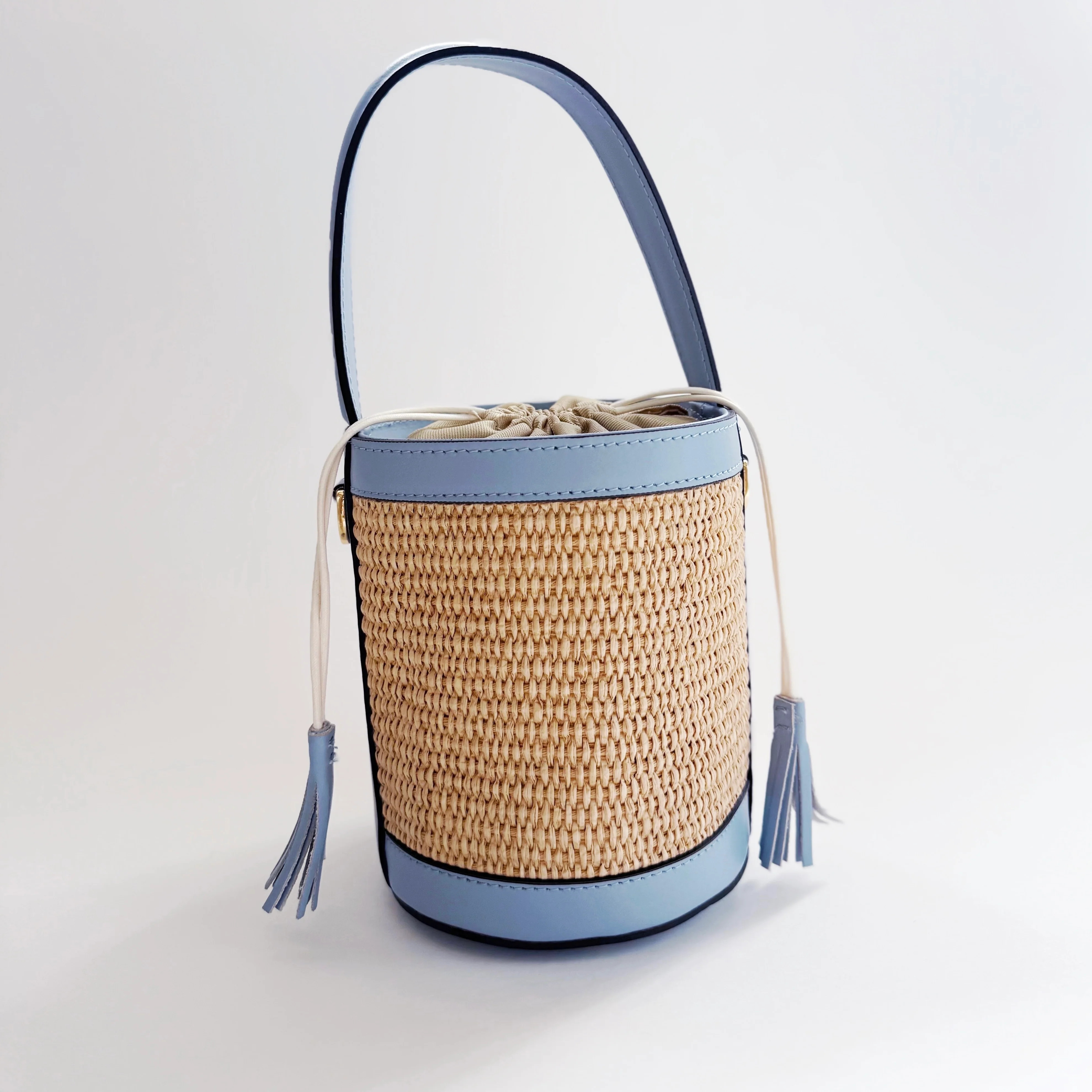 Light Blue Raffia Bucket Bag Pre-Sale | Colores Collective