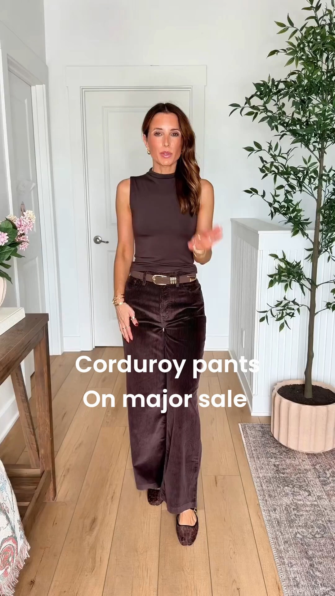 New wide leg corduroy pants in 24 short. Size down if in-between because they run a little big IMO. Bra free top in XXS. Fall outfit. Fall style. Casual outfit. Elevated casual outfit.
