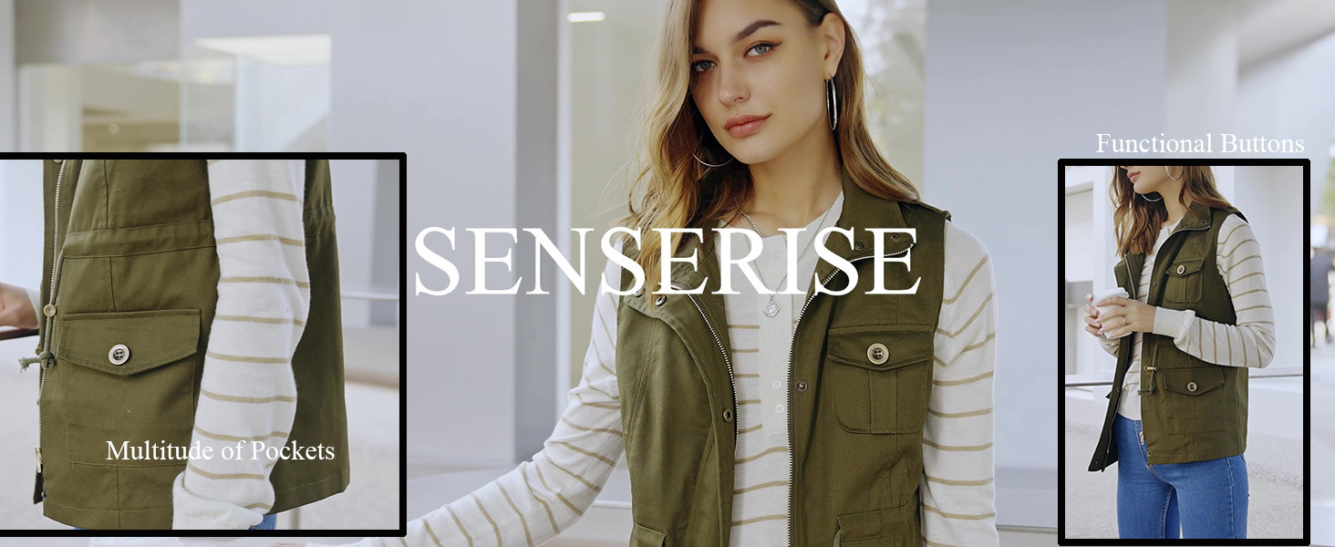 SENSERISE Womens Lightweight Sleeveless Military Anorak Drawstring Jacket Vest | Amazon (US)