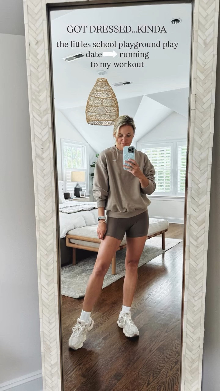 GOT DRESSED-KINDA. Kids play date then straight to my workout 
-wearing smalls/tts 
-chunky sneakers fit tts - color is bisque/sea salt

#LTKdayinmylife #LTKfitnessgoals #LTKmomlife