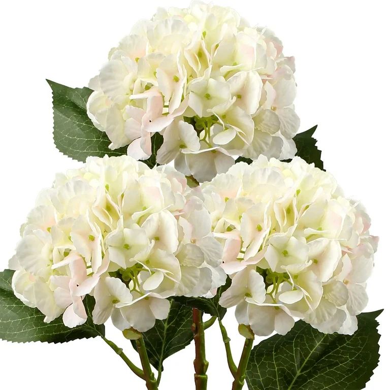 3Pcs Artificial Hydrangea Flowers 21" Wedding Party Flowers Arrangement White Pink | Walmart (US)
