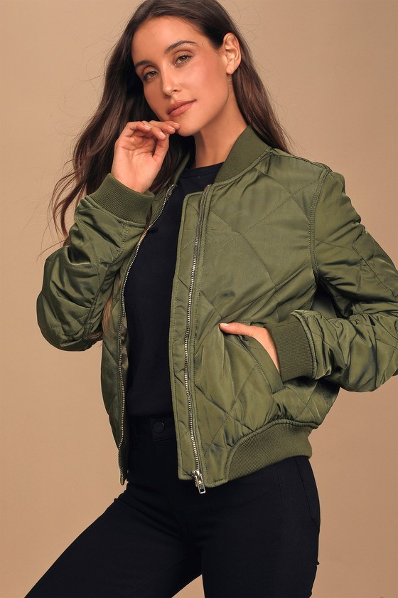 Style Expedition Olive Green Quilted Bomber Jacket | Lulus