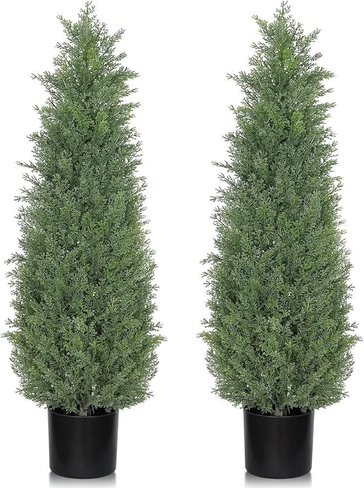 Artificial Cedar Topiary 3 FT Faux Cedar Trees for Outdoor Planters Evergreen Plant, 36 inch UV R... | Amazon (US)
