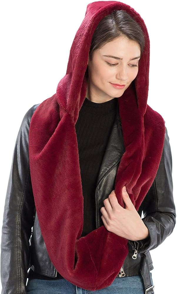 Fashion 21 Women's Soft Faux Fur Infinity Scarf & Infinity Hood Scarf Head Scarf Wrap (2 Styles) | Amazon (US)