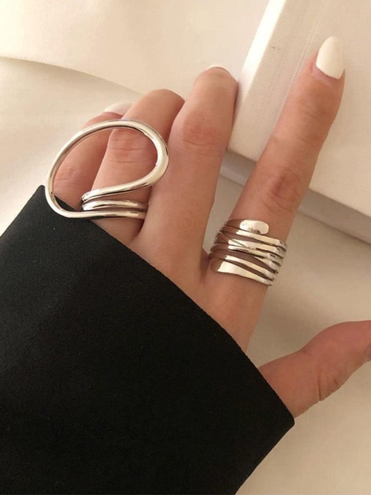 2pcs Minimalist Layered Ring | SHEIN