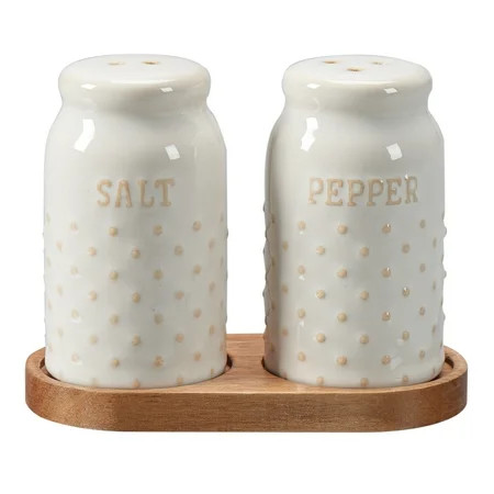 Better Homes & Gardens Modern Farmhouse Mix & Match Dotted Salt & Pepper Set, 3 Piece | Walmart (US)