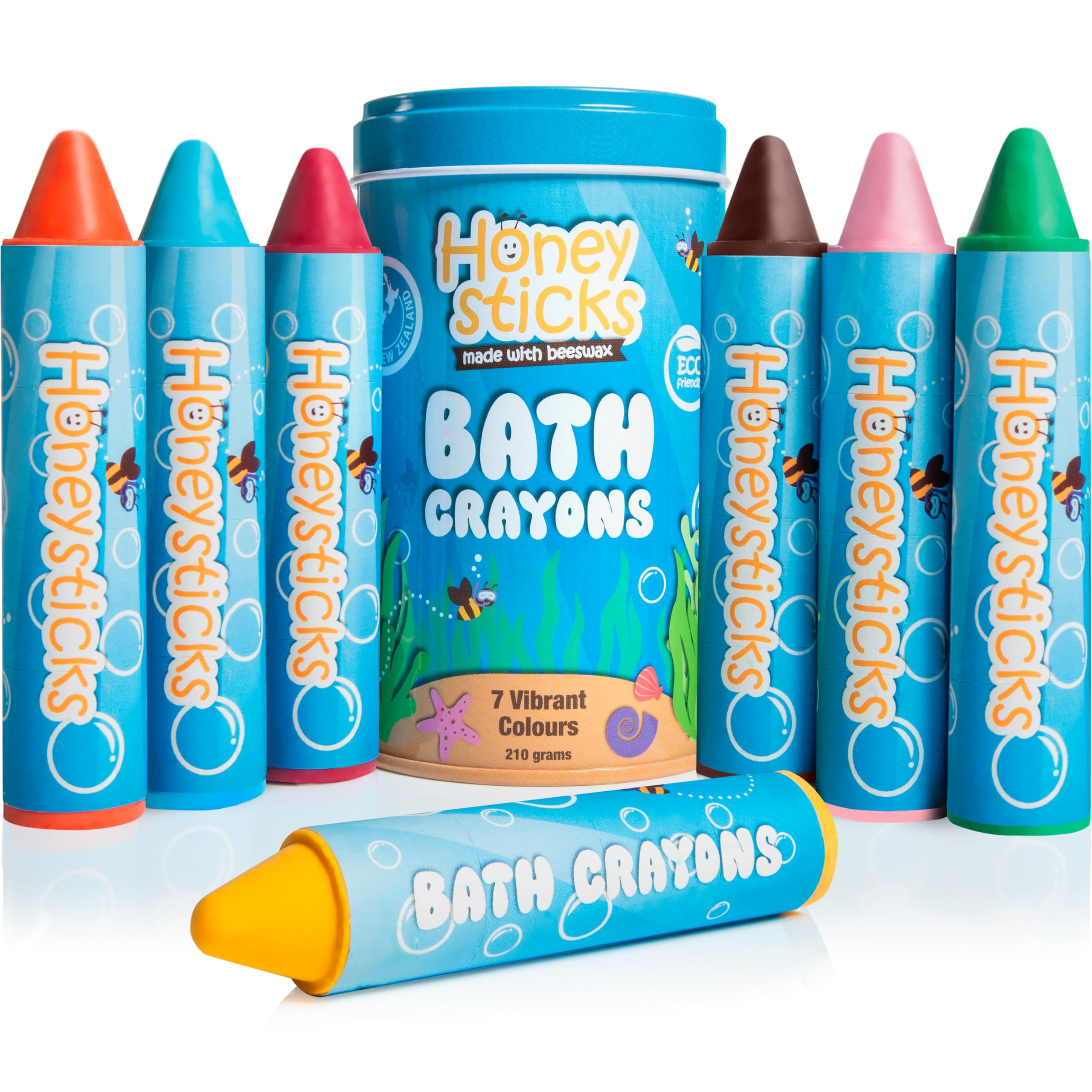 Honeysticks Super Jumbo Bath Crayons Non Toxic (7 Pack) for Toddlers 1-3 and Kids 4-8, Natural Be... | Amazon (US)