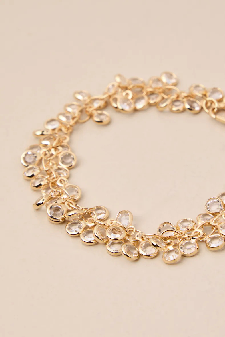 Luxe Adornment Gold and Clear Rhinestone Bracelet | Lulus