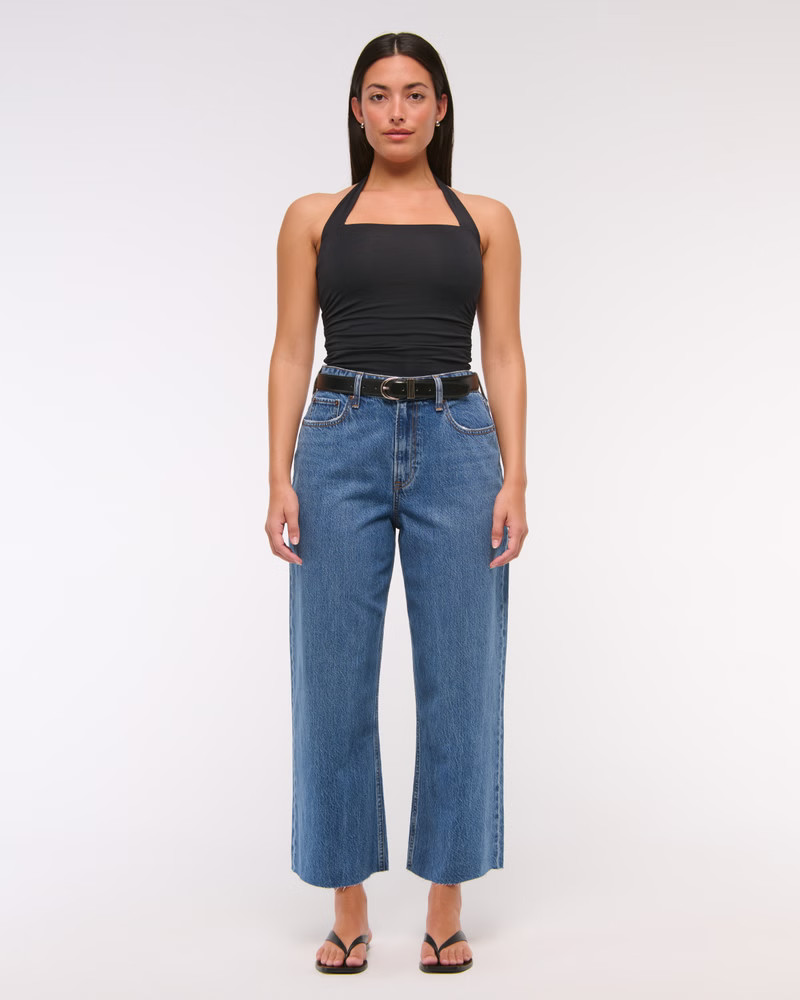 Women's Curve Love High Rise Cropped Wide Leg Jean | Women's Bottoms | Abercrombie.com | Abercrombie & Fitch (US)