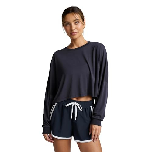 Beyond Yoga Women's Studio Luxe Cropped Long Sleeve Tee, Nocturnal Navy, X-Small | Amazon (US)