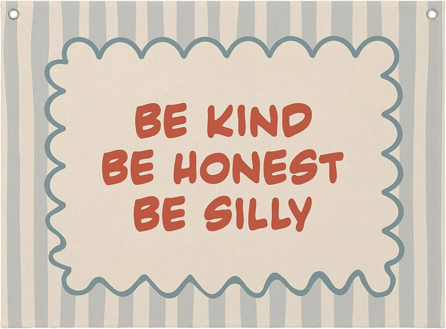 Be Kind Be Honest Silly Canvas Banner Wall Hanging, Preppy Blue Striped Inspirational Positive Af... | Amazon (US)