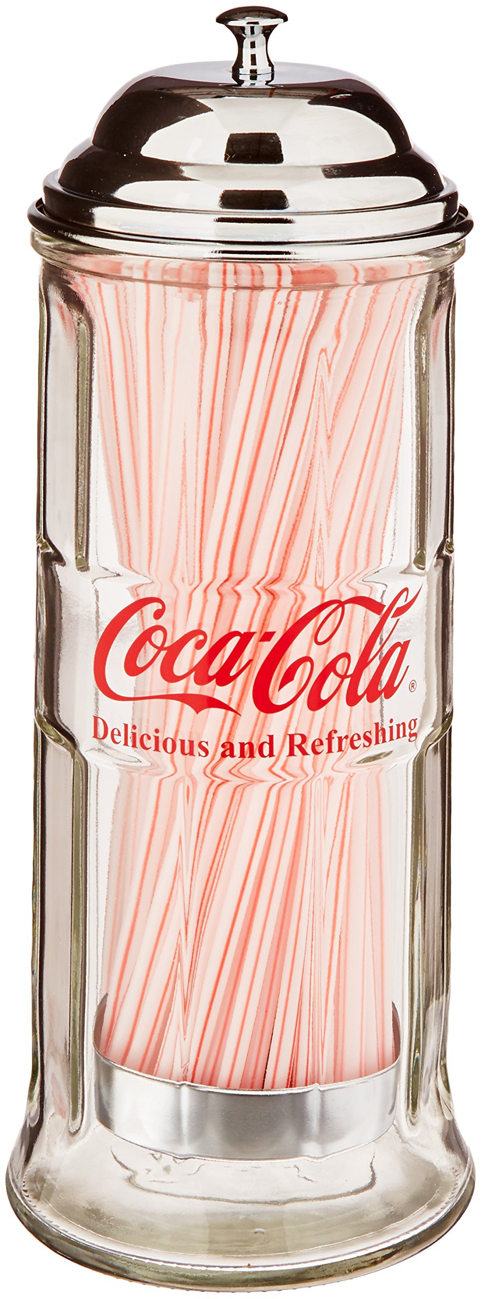 Tablecraft Coca-Cola Glass Straw Dispenser with Metal Lid, Small | Amazon (US)