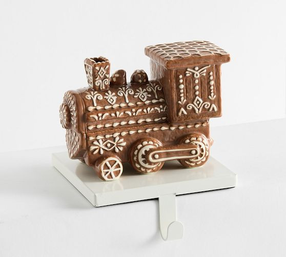 Handcrafted Ceramic Gingerbread Train Stocking Holder | Pottery Barn (US)