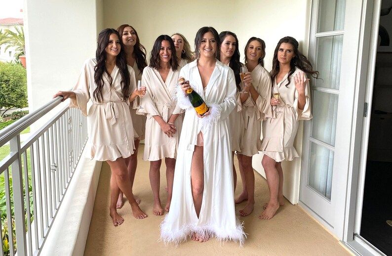 CHAMPAGNE Bridesmaid Robes / Bridal Party Robes / Bridesmaid Gift / Ruffle / Wedding Robe / Floun... | Etsy (US)