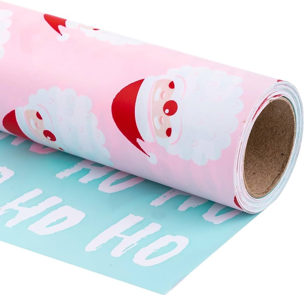 RUSPEPA Reversible Wrapping Paper Roll - Mini Roll - Christmas Santa Claus and HO Pattern Great for  | Amazon (US)