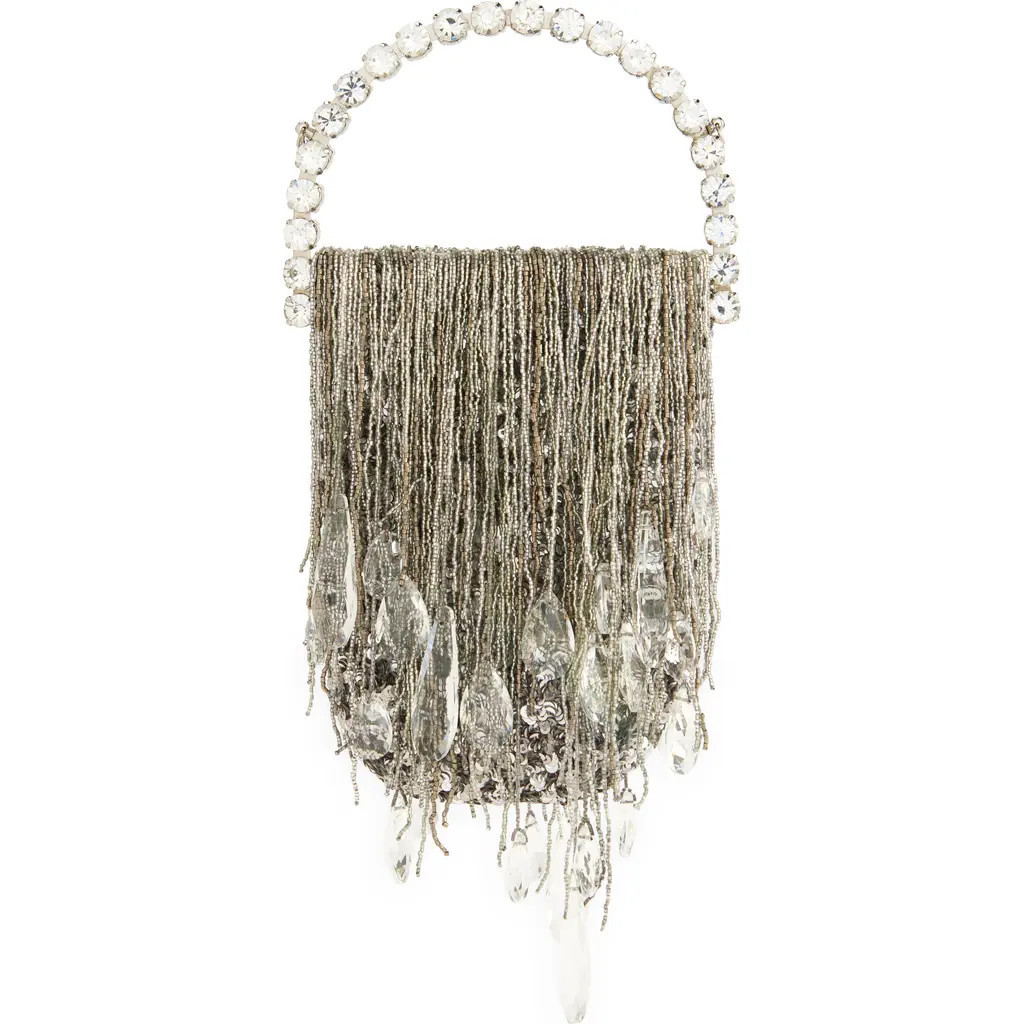 L’alingi Micro Crystal Fringe Top Handle Bag in Silver at Nordstrom | Nordstrom