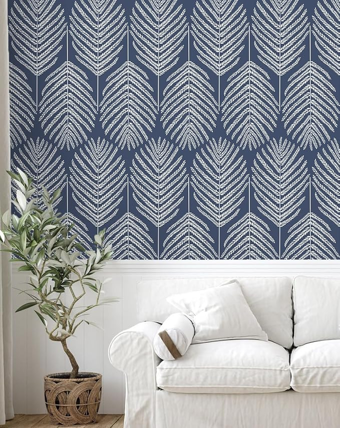 Blue Wallpaper Peel and Stick Wallpaper 393”×17.3” Coastal Modern Boho Contact Paper for Cab... | Amazon (US)