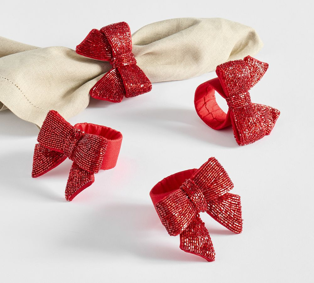 Beaded Bow Napkin Rings - Set of 4 | Pottery Barn CA