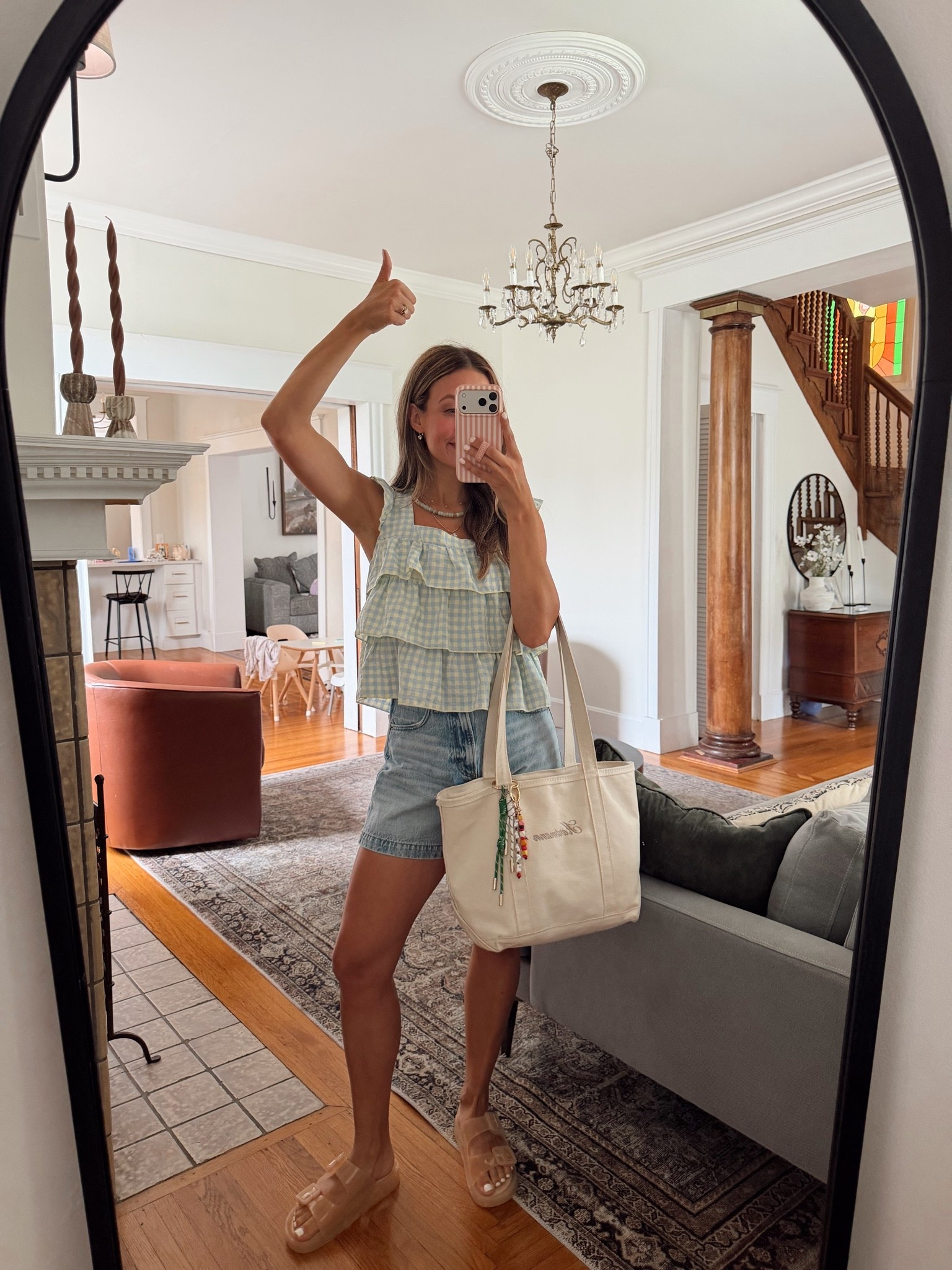 Summer denim shorts outfit idea 
Size S top
Size 27 shorts

#LTKSeasonal #LTKmomlife #LTKootd