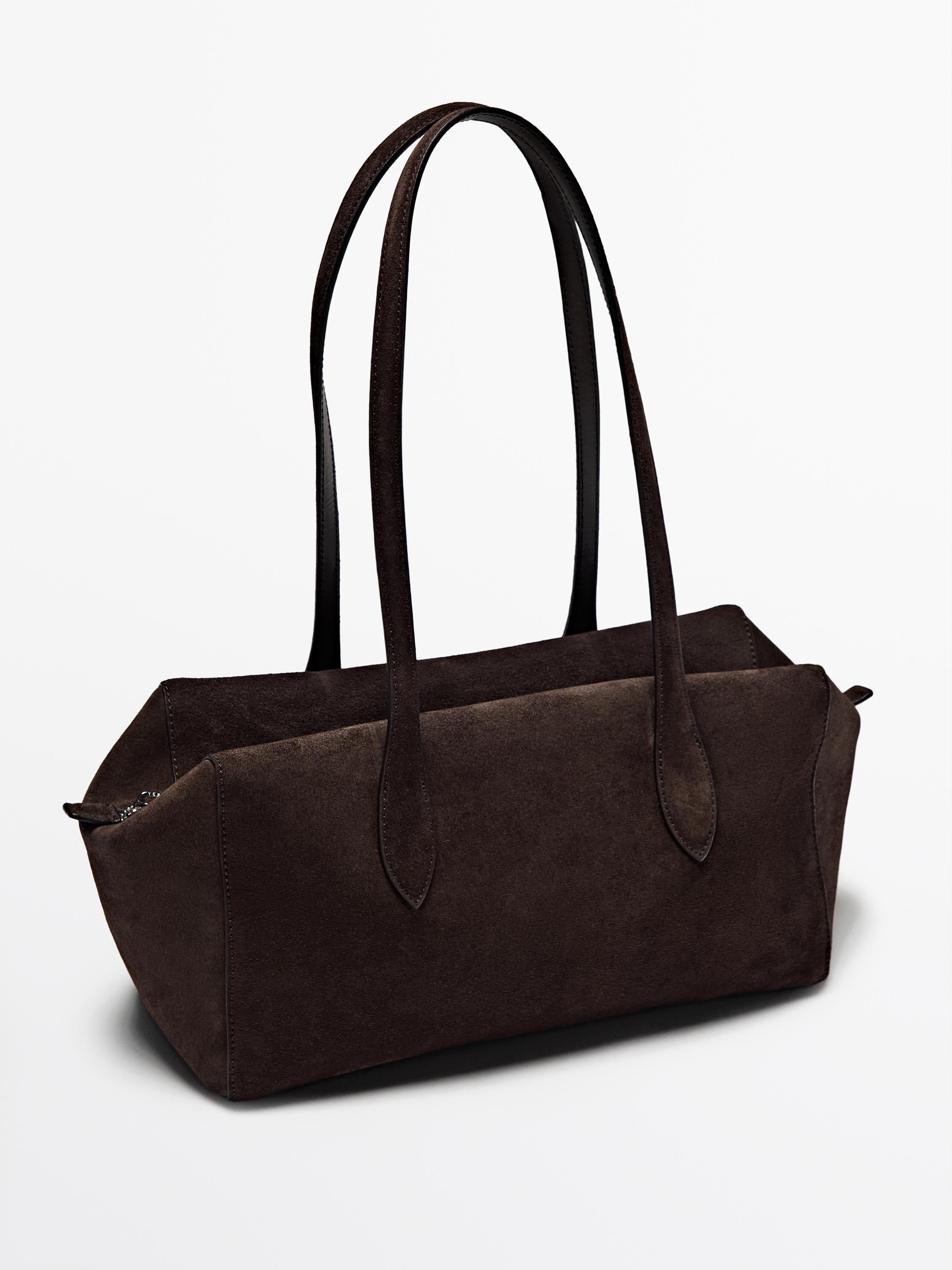 Split suede leather west satchel bag | Massimo Dutti UK