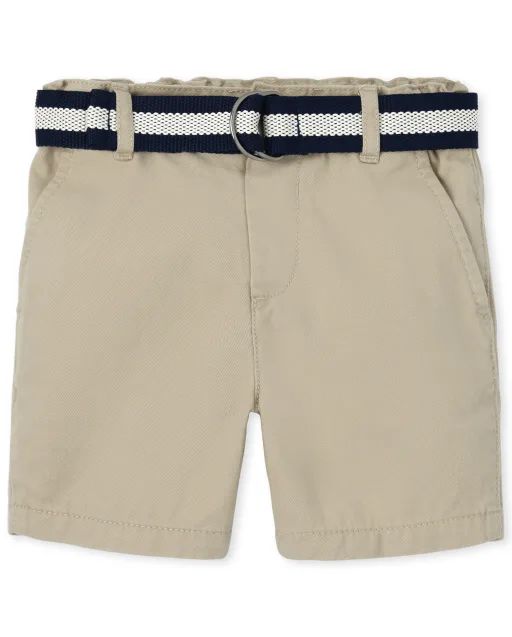 Baby And Toddler Boys Belted Woven Chino Shorts | The Children's Place  - BANANA PUDDING | The Children's Place