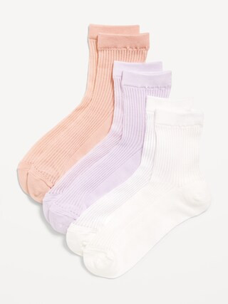 Sheer Stripe Quarter Crew Socks 3-Pack for Women | Old Navy (US)