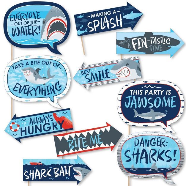 Big Dot of Happiness Funny Shark Zone - Jawsome Party or Birthday Party Photo Booth Props Kit - 1... | Target